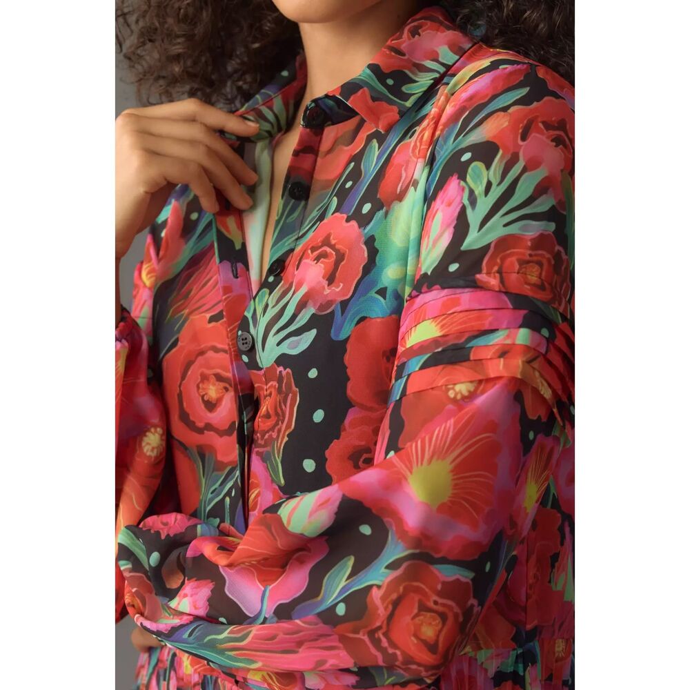 NWT Farm Rio x Anthropologie Pleated Drop-Waist Maxi Dress - Size S - Picture 5 of 12